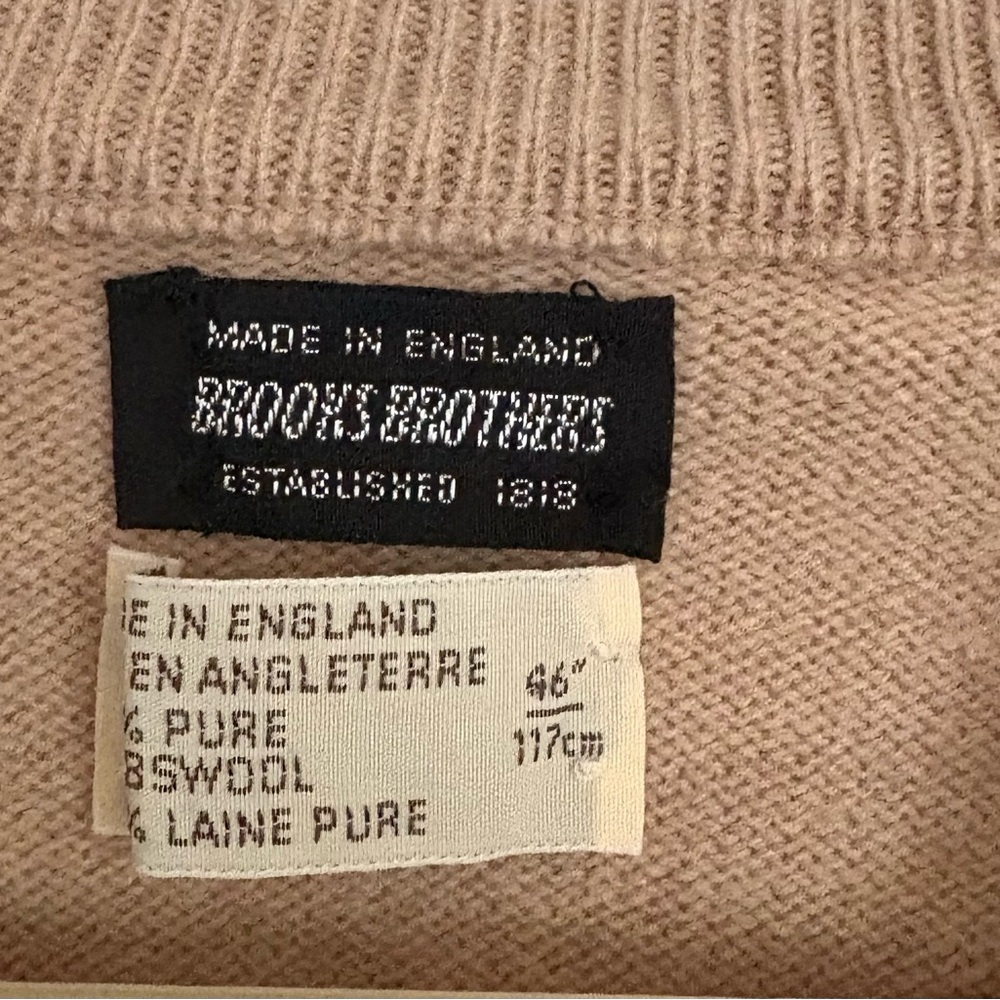 Vintage 100% Lambswool Beige Brooks Brothers Best-46” - Picture 2 of 4